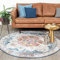 FRAAI | Home & Living Teppich Vintage Rund - Azara Hellblau - Baumwolle, Polyester - Flachgewebe - Vintage - Orientalisch - Wohnzimmer, Esszimmer, Schlafzimmer - Carpet