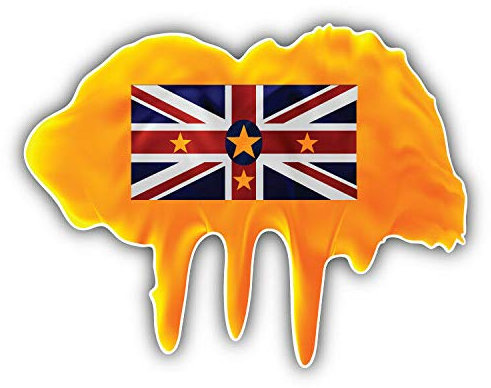 20cm! Hochwertiger Kühlschrank-Auto-Aufkleber Sticker Cartoon Comic Niue Flagge Fahnen Blot UV&Waschanlagenfest Decal
