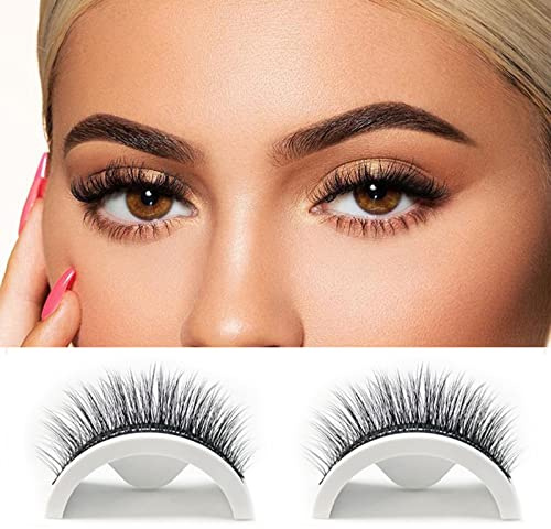 Faux cils auto-adhésifs réutilisables sans colle cils faciles à mettre sur les faux cils faits à la main pour les femmes et les filles 2 paires (W09)