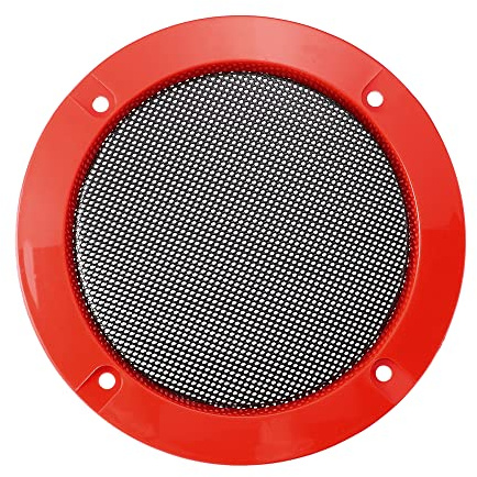 X AUTOHAUX Coche Metal Audio Altavoz Parrilla Cubierta Malla Woofer Rejilla Rojo 4 Pulgadas 1