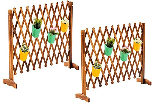 2 Stück Einziehbarer Gartengitterzaun – Hölzernes Haustiertor, Erweiterbares Zauntor, Freistehender Zaun-Sichtschutz, Für Dekorative Pflanzenklettern Auf Der Gartenterrasse (Size : 160 * 120cm)