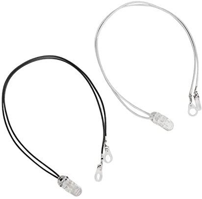 2Pcs Hearing Aid Clip for Adults and Seniors, Portable Anti Lost Ear Hearing Aids Lanyard Protector, Hearing Amplifiers Security Clip Fixation Cord, Black and Gray