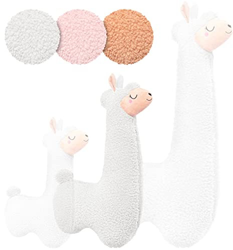 Engelshof Alpaka Kuschelkissen Lama Kuscheltier Seitenschläferkissen XXL plüschtier; Stofftier für Teenager, Mädchen und Jungen, Alpaka Geschenk, Schmusekissen, Plüschkissen Kuscheltier Weiß 100cm