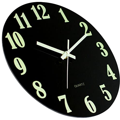 HOMSFOU Leuchtende Wanduhr Glow in The Dark Wanddekoration Glühen in Der Dunklen Wanduhr Moderne Wanduhren Stille Wand Küchenwanduhr Stumme Uhr Bauernwanduhr Glas Büro Große Wanduhr Runden