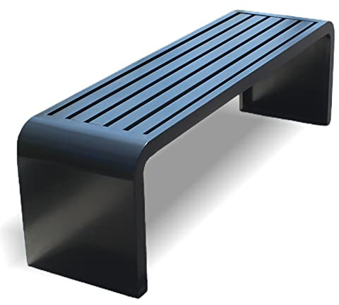 REOTEL Gartenbank Metall, Gartenbank Wetterfest Parkbank, Gartenbank Ohne Lehne, Eisenbank Ruhebank für 2-5 Sitzer, Laubenbank für Garten, Balkon und Terrasse,Schwarz,180x40x45cm