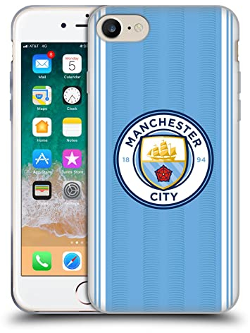 Head Case Designs Offizielle Manchester City Man City FC Zuhause 2023/24 Ausweis-Set Gelhülle [Militärischer Schutzgrad] Kompatibel Mit Apple iPhone 7/8 / SE 2020 & 2022 Und Kompatibel Mit MagSafe