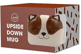 Winkee - Upside Down Pets Coffee Mug I Funny Animal Mug with Cat, Dog & Panda I Large Mug Approx. 350 ml I Cute Coffee Mug