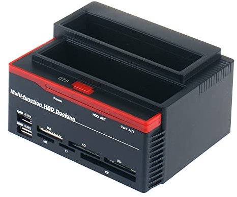 HUIOP Station d'accueil Disque Dur, Accueil de clonage de Disque Dur - USB 2.0 - Noir et Rouge