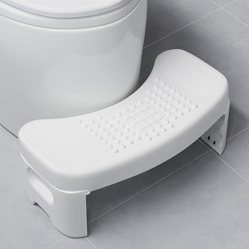 TNBRUA Taburete de Inodoro Plegable para Sentadillas, Taburete de Inodoro Antideslizante, Resistente, Ligero, antiestreñimiento, Taburete de Ayuda para Sentadillas para niños (Blanco)