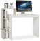 Mondeer Kleiner Schreibtisch, Moderner Computertisch mit 3-stöckiges Regal, Platzsparend, 110 x 40 x 92 cm, Geeignet für Heimbüro Arbeitszimmer Kleiner Platz, Weiß und Eichefarben