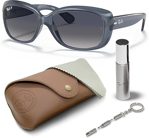 Ray-Ban RB4101 Jackie Ohh SONNENBRILLEN-SET | Exklusiv-Etui und Care-Kit | Transparent Blue/Polarized Blue Gradient