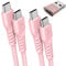 USB C to USB C Charger Cable 60W (1M+2M+Adapter) STRONG Braided C to C Cable Fast Charging Type C Data Lead Compatible with iPhone 16/15, iPad Pro 2022, MacBook, Samsung S24/S23/A54/A15/A04s, Pixel 8
