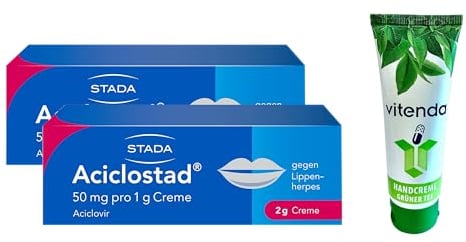 Aciclostad gegen Lippenherpes 2x2g inclusive einer Handcreme von vitenda - Aciclovir Creme