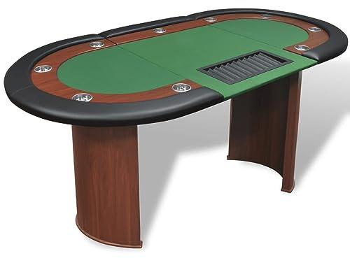 Rantry Möbelstück Poker für 10 Spieler, Dealer, Tablett mit grünem Chip, Esstisch, Küchentisch, Gartentisch, Outdoor-Tische
