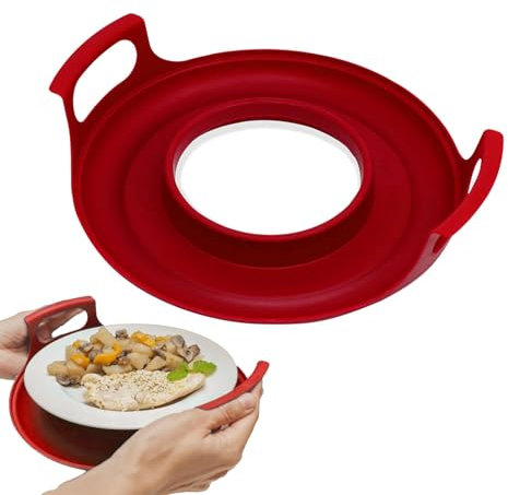 Bandeja De Platos Para Microondas, Silicona Soporte Para Microondas Con Asa Cesta De Refrigeración Para Microondas Antiescaldadura, Aptas Para El Lavavajillas Se Adapta A Placas De 5''-10''