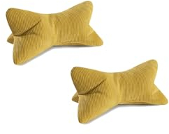 Bonvionn Zwei Leseknochen Selma Cord Look ergonomische Form für Nacken- oder Lendenstütze Flexible Stütze für Bücher, E-Books oder Tablets (Gelb)