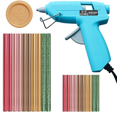 20 Stück Siegellack Klebestiften + 1 Klebepistole, Siegellack Sticks, für DIY Kunst, für Hochzeit Einladungen, Karten Umschläge, Geschenk Verpackung 120 * 120mm)