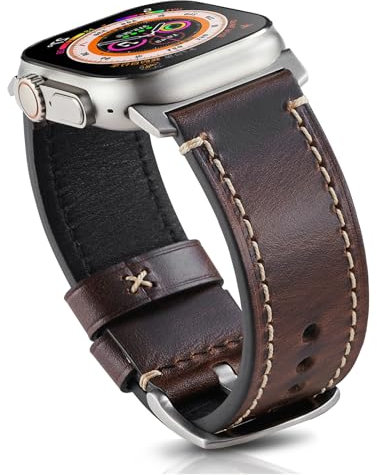 Gitalian Italienisches Lederarmband, kompatibel mit Apple Watch, 49 mm, 46 mm, 45 mm, 44 mm, 42 mm, für Herren, Öl- und Retro-Echtleder-Ersatzband für iWatch Ultra2/1, Serie 10, 9, 8, 7, 6, 5, SE2