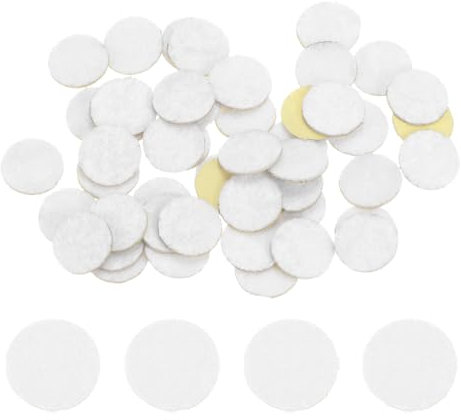 QUARKZMAN 48Pcs Círculos Adhesivos de Fieltro Redondos, 12mm 15/32 Pre Cortados Pegatinas de Fieltro para Manualidades No Tejido Mini Círculos de Tela de Fieltro, Blanco