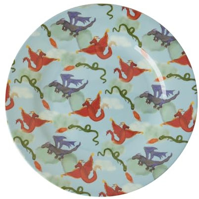 Rice Melamin Kinderteller Teller blau Drachen Print
