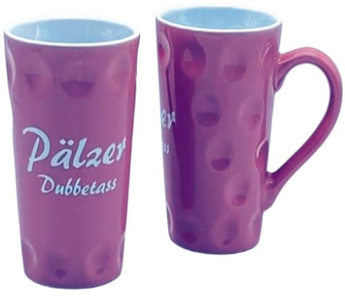 1 x Pälzer Dubbetass 0,5 L - Dubbetasse mit Aufdruck - Pfalz Tasse, XXL Kaffebecher (lila)