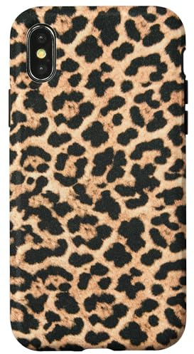 Hülle für iPhone X/XS Leopardenmuster mit schwarzen Rosetten