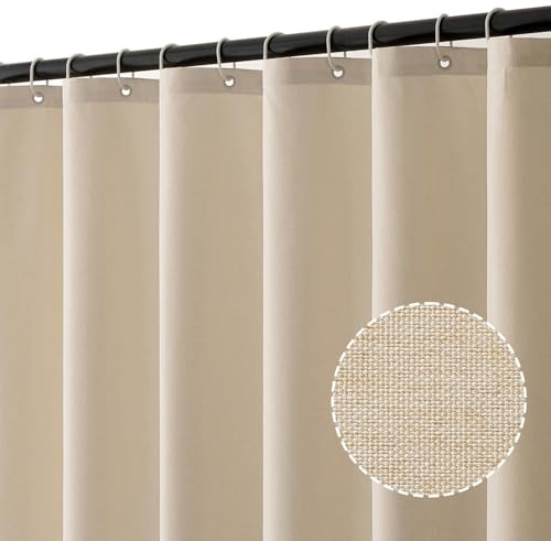 MIULEE Duschvorhang Leinen Texturiert 180x210 cm Hellbeige Anti Schimmel