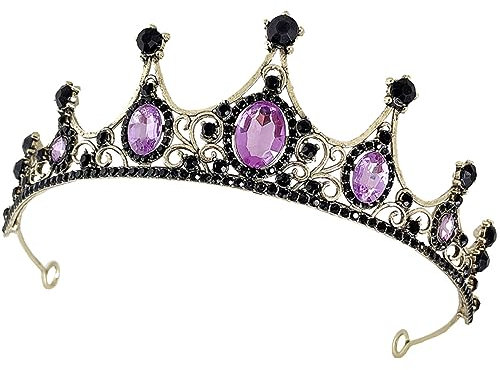 MAGICLULU Krone Amethyst Mädchen Stirnband Frauen-Tiara Stirnband für Mädchen kapuzenhandtuch headscarf Hochzeitsdekoration Haarschmuck für die Braut Haarschmuck aus Strass Acryl Violett