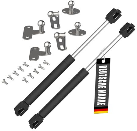 Bemacom 2x Gasdruckfeder Klappenbeschlag 100N Schwarz 100 KG Tragkraft Stoßdämpfer Gasfeder Dämpfer Gasdruckdämpfer passend für Möbel Klappen Türen Mülltonnenbox