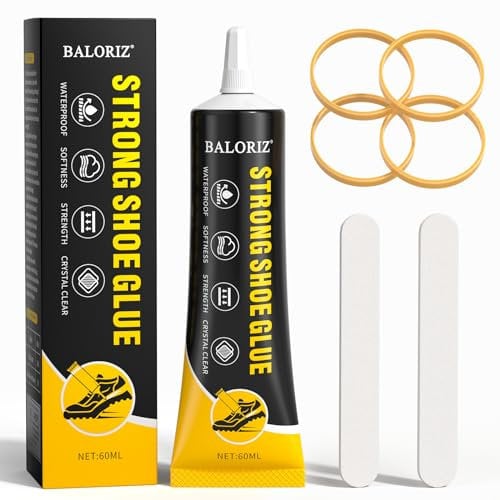 BALORIZ Shoe Repair Glue, Quick-drying 60ml Professional Waterproof Transparent Non-Hardening Glue for Repairing Worn Shoes, Sneakers, Soles, Boots, Sandals, Leathers, Handbags, etc.