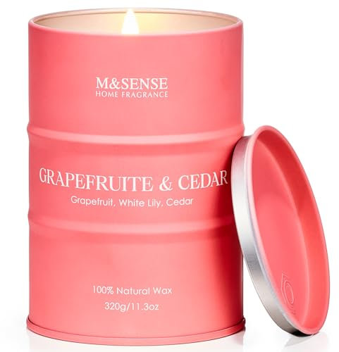 M&SENSE Duftkerze im Glas| Grapefruit & Zeder Sandelholz Duftkerzen| Kerze mit langer Brenndauer bis zu 70 Stunden| Sojawachs Bio Kerze| Perfekte Geschenke für Männer MSTC0117S Pompelmo Cedar
