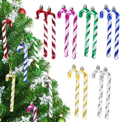 Tannenbaumschmuck 12 Stück Zuckerstangen Weihnachtsbaum Geeignet für Weihnachtsfeiergeschenke zu Hause, Innen- und Außendekoration