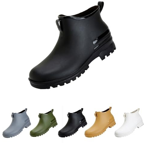 Yekdmxop Stivali Pioggia Donna Gomma Impermeabili Stivaletti Pioggia Antivento Stivali Pioggia Donna Comode Scarpe Da Pioggia Rain Boots Pvc Per Esterni Giardinaggio Chelsea Nero 44 EU