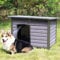 Akinerri Indoor Outdoor Dog House,Anti-Chewing Iron Frame Dog Kennel,Wood Warm Pets Home,Weatherproof Outside Shelter for Feral Animal 33.5 (L) X 22 (W) X 25.2 (H) Grey