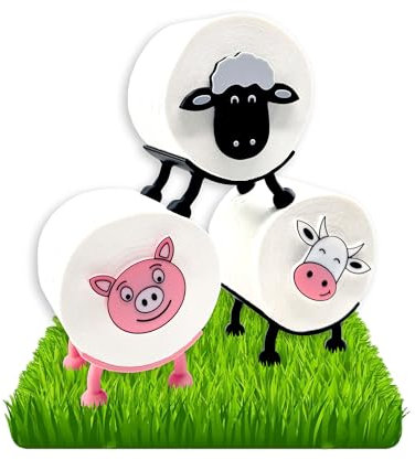 Toilettenpapierhalter Schaf, Schwein & Kuh (3er Set) - Toilettenschaf stehend, Klorollenhalter ohne Bohren, Klopapierhalter Tiermotive als Aufbewahrung oder als Geschenk - Made by R-Satz Shop