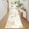 SHACOS Tapis de Couloir 65x180cm, Poil Ras Tapis de Passage Couloir Antidérapant et Lavable Moderne Motif Abstrait Tapis de Sol Long Entrée Doux pour Porte Couloir Cuisine Buanderie Chambre, Beige