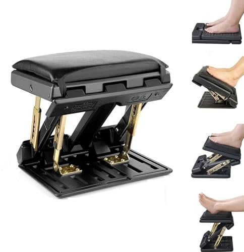 Fußstütze Schreibtisch Ergonomischer Höhenverstellbar Fußhocker: Fußablage mit Massagefunktion 4 Verschiedene Höhenpositionen für Büro Zuhause Reise (Schwarz)