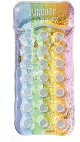 Aufblasbarer Luftmatratze Pool, Wasser Pool Luftmatratze für Erwachsene, Luftmatratze Pool Erwachsene, Aufblasbare Sonnenpool Wasserhängematte für Erwachsene und Kinder (Regenbogen)