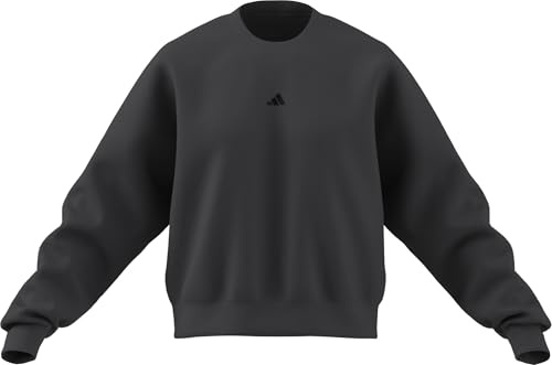adidas Women's Essentials SMALL Logo Feel Cozy Relaxed FIT Sweatshirt, Grey six/Black, S