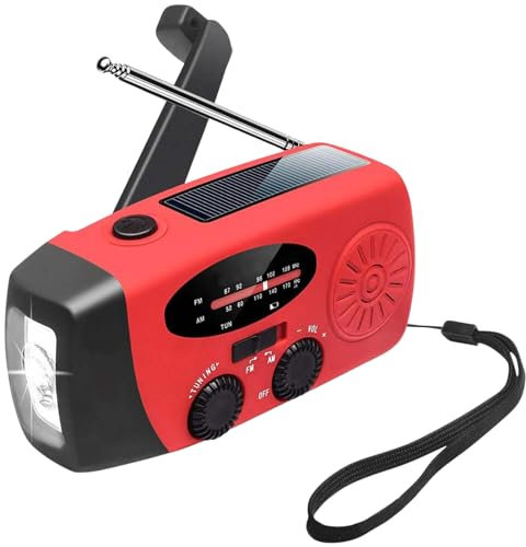Wind Up Radio Solar De Manivela Radio De Manivela Cargador De Teléfono Celular con Linterna De Radios De Emergencia con Potente Luz LED Am/FM Uso De Emergencia De Radios Al Aire Libre