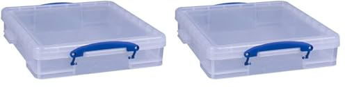 Really Useful Box Plastic Storage 7 Litre Clear,40Lx35Wx8.5D CM (Pack of 2)
