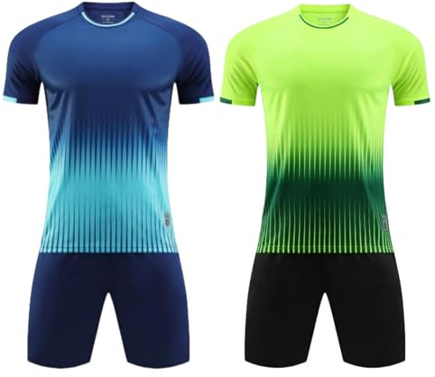 CRFASIBE 2 Set Fußballset für Jungen, Trainingsset mit Trikot & Shorts, Atmungsaktives Teamswear, ideal für Sommer, Training, Schule und Geschenk(Stil D, 140)
