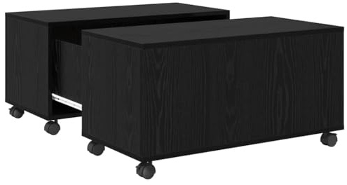 vidaXL Coffee Table Black oak, Ample Storage, Rustic Coffee Table, Functional Surface for Living Room, Contemporary Style, Versatile Indoor Furniture