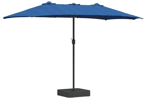 vidaXL Garden Parasol Blue 385 x 209 x 244 cm Fabric, Contemporary Balcony Umbrella, Large Outdoor Shade, Garden Parasol, Foldable Patio Sun Protection for Summer Gatherings