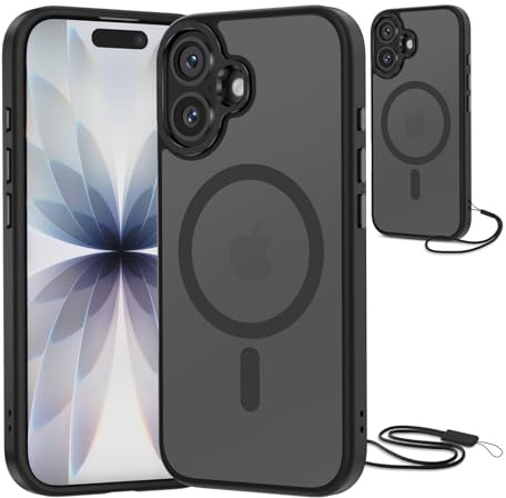 NEW'C Coque pour iPhone 17, Magnétique Compatible avec MagSafe - Noir | Coque + Cordon détachable, 6,3 pouces, Magnétique, Antichoc militaire, Aimants N56, Fin