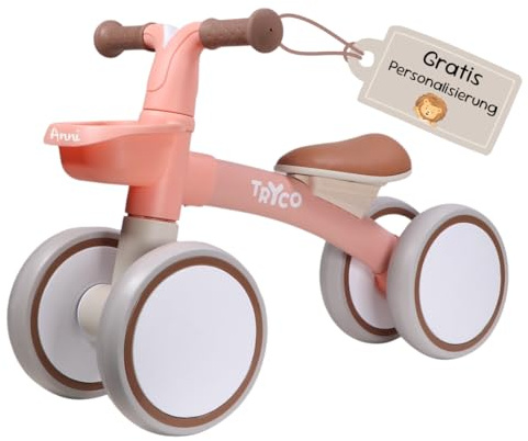 Mainely Lauflernrad Tryco First Bike Luna – Personalisierbar mit Namen – Kinderlaufrad aus Holz – Ab 2 Jahren – Balance Bike mit Namen