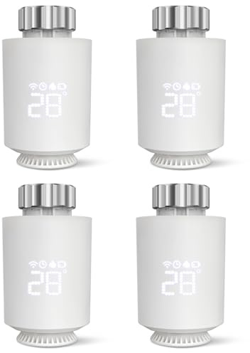 Smarte Heizkörperthermostat, Smart Heating Thermostat mit App-Funktion, Programmierbar, Sprachsteuerung,kompatibel mit Amazon Alexa/Home Assistant/ZigBee (4 Stück)