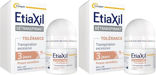 ETIAXIL - Déodorant Détranspirant - Traitement Transpiration Excessive - Aisselles - TOLÉRANCE - Efficacité 3 jours - 15 ml (Lot de 2)