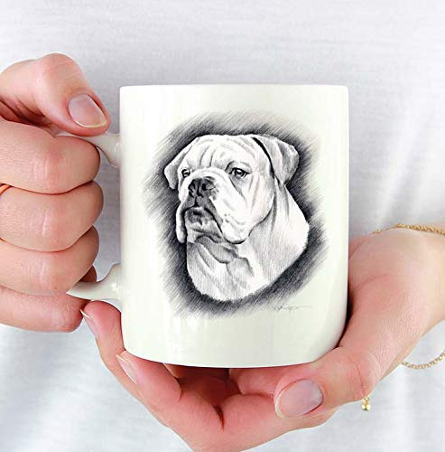 Arte Del Cane Bulldog Inglese Antico Tazza Mug Ceramica Tazza Colazione Durevole Tazze Di Caffè Idea Regalo Per Ragazze Festa Della Mamma Anniversario 330Ml