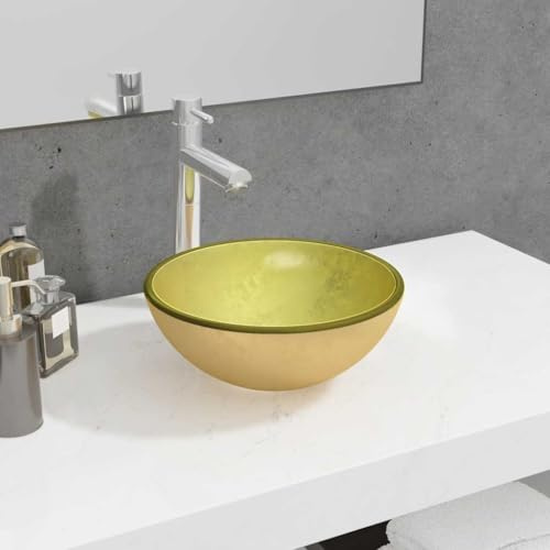 Élégant lavabo en verre trempé pour salle de bain - Lavabo moderne en verre trempé robuste pour salle de bain et salle d'eau - Transparent